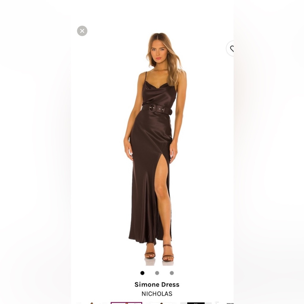 NICHOLAS Brown Satin Dress